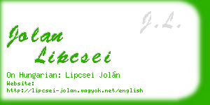 jolan lipcsei business card